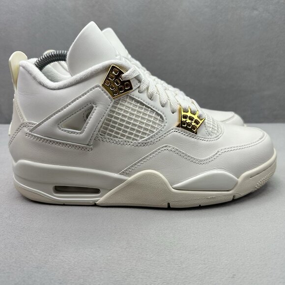 Jordan Shoes - Womens Size 8 Nike Air Jordan 4 Retro Shoes Sail / Metallic Gold AQ9129-170 NEW